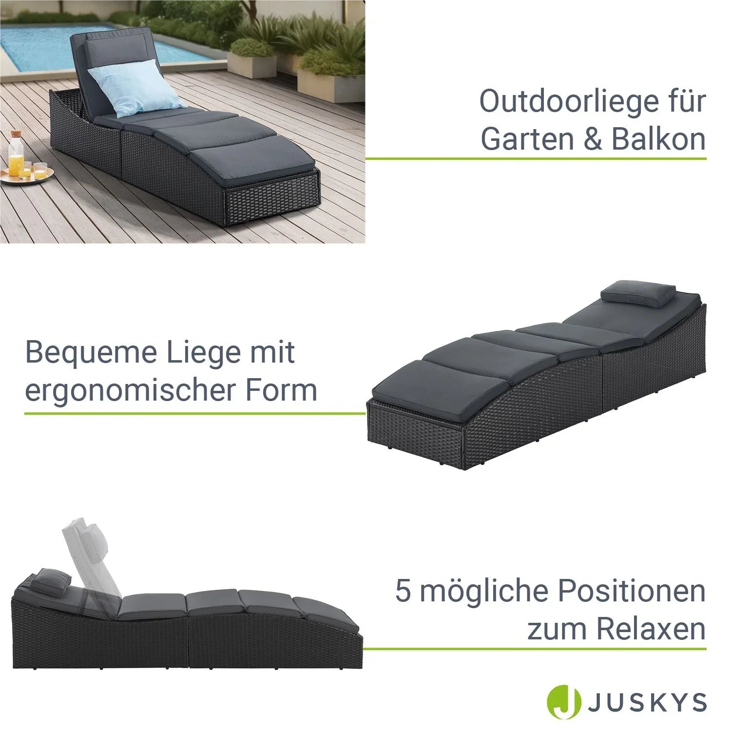 2025 Polyrattan Sonnenliege Klappbar Lamia