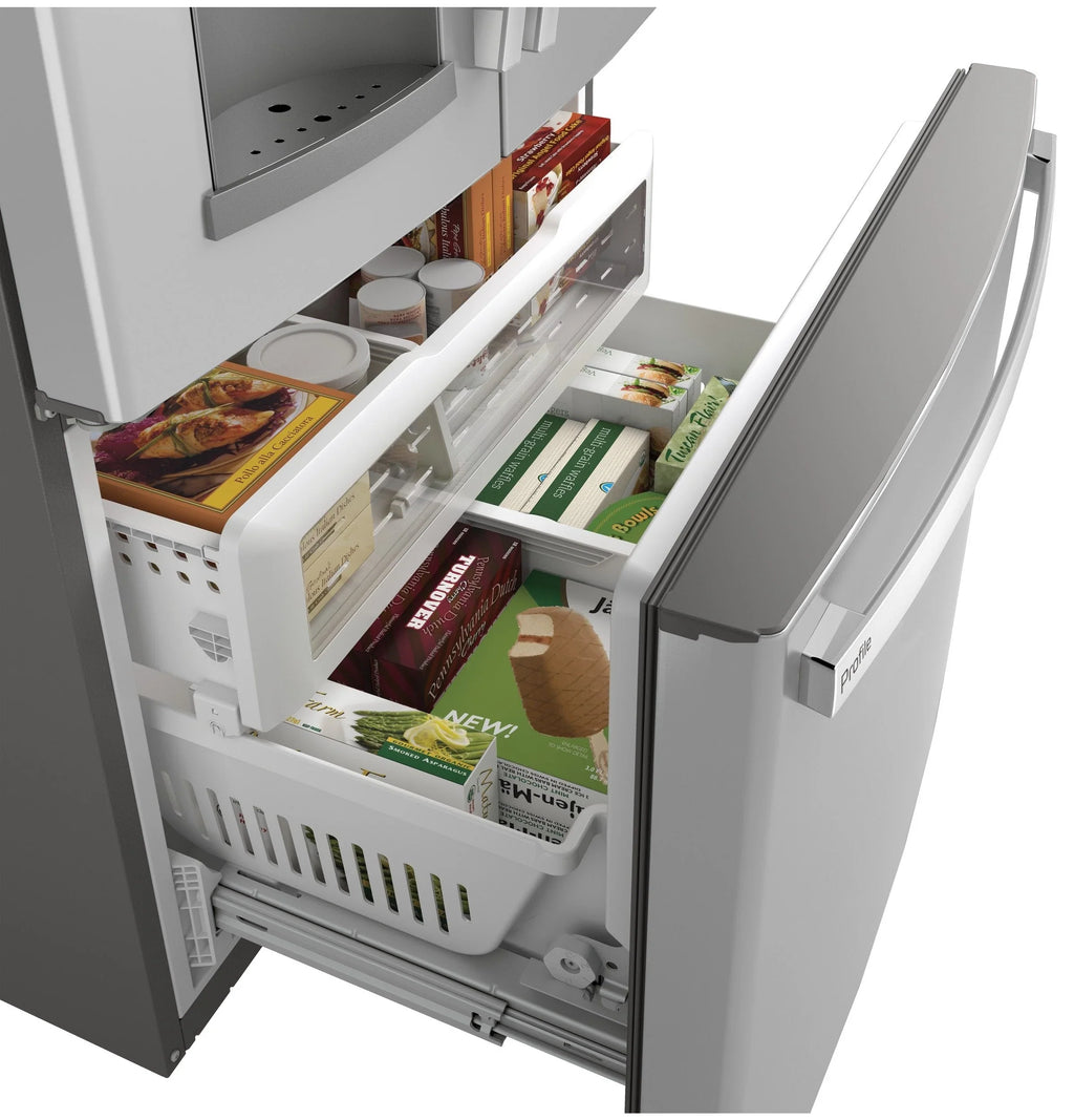 2025 Refrigerador French Door GE Profile™ Series ENERGY STAR® de 27.7 pies cúbicos, resistente a huellas dactilares, con llenado automático manos libres