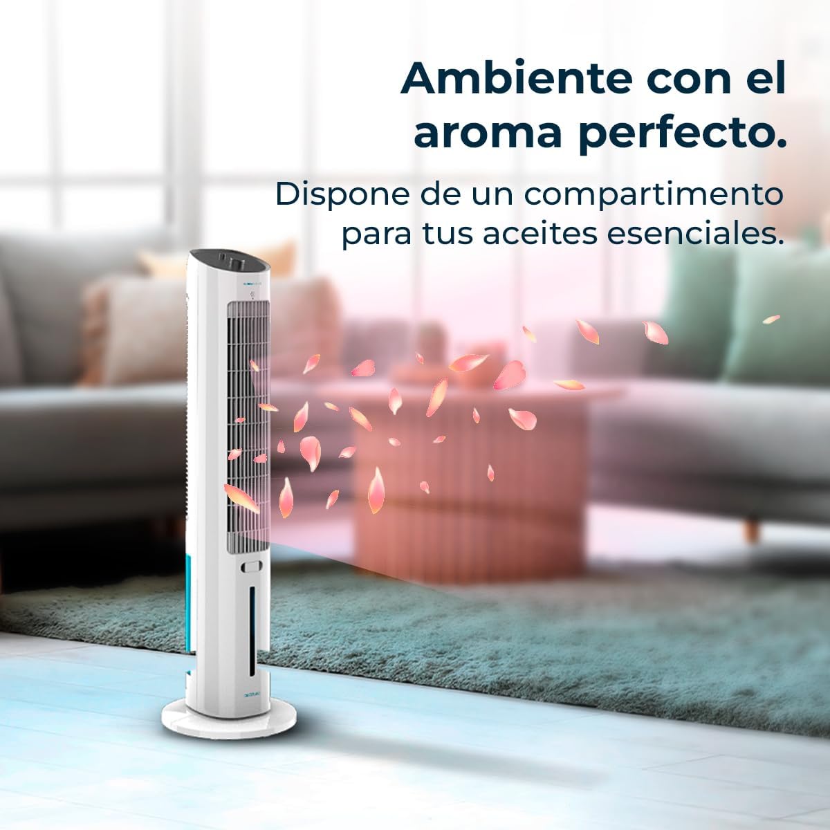 Cecotec Climatizador Evaporativo EnergySilence 2000 SkyCool. 60W, Depósito de 3L, Compatible con Aceites esenciales, 3 Velocidades, Oscilación de 50º, Asa en la Parte superior