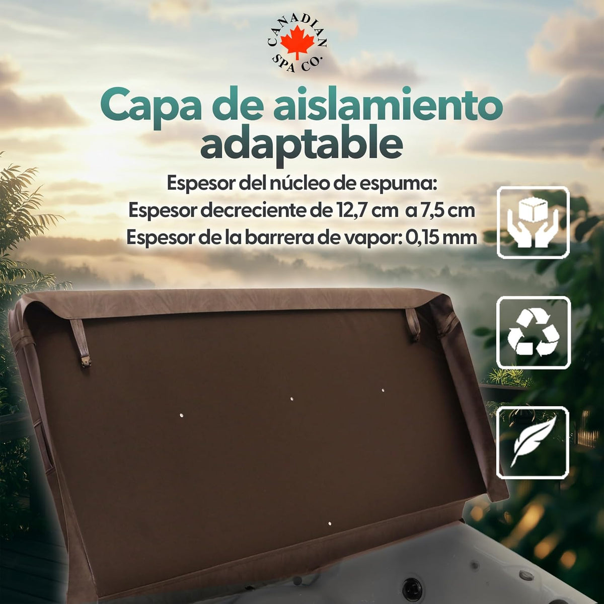 CANADIAN SPA CO. Whirlpool-Abdeckung, braun, 218 x 218 cm, in verschiedenen Größen und Farben erhältlich