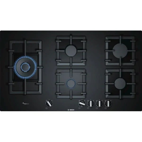 Placa de Gas Bosch PPS9A6B90 Serie 6 – 90 cm de Vidrio Templado Negro