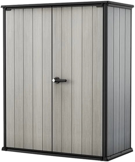 Keter High Store Plus- Cobertizo de jardín Exterior, 1400L, Color Gris, tecnología Duotech Paredes aptas para Pintar, 170.4 x 140 x 73.6 cm