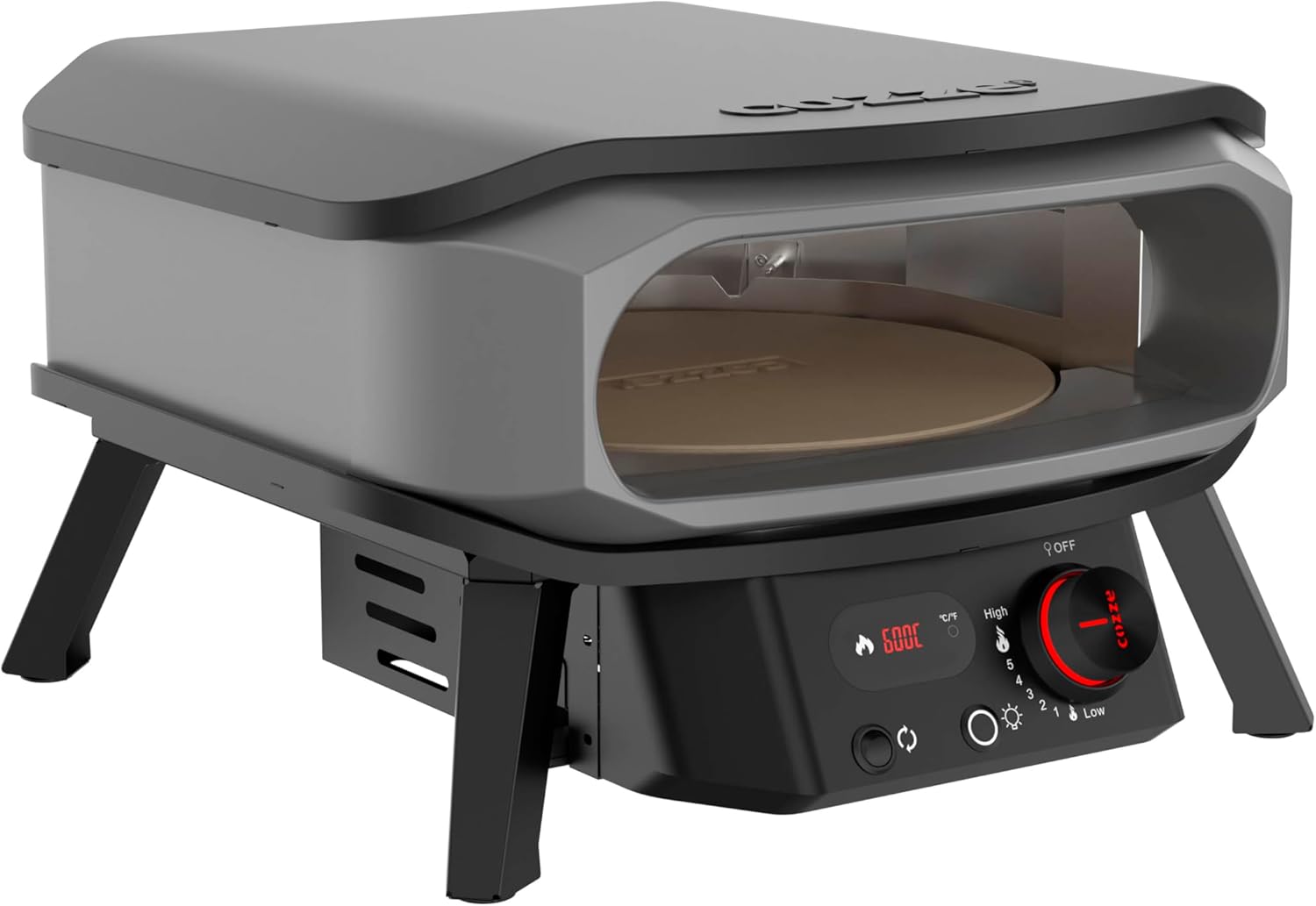 Cozze® Gas-Pizzaofen PREMIUM ROTATE – 13” – 30 mbar – Rotierender Edelstahlofen mit Cordierit-Pizzastein Ø34,5 cm – schnelles und gleichmäßiges Backen