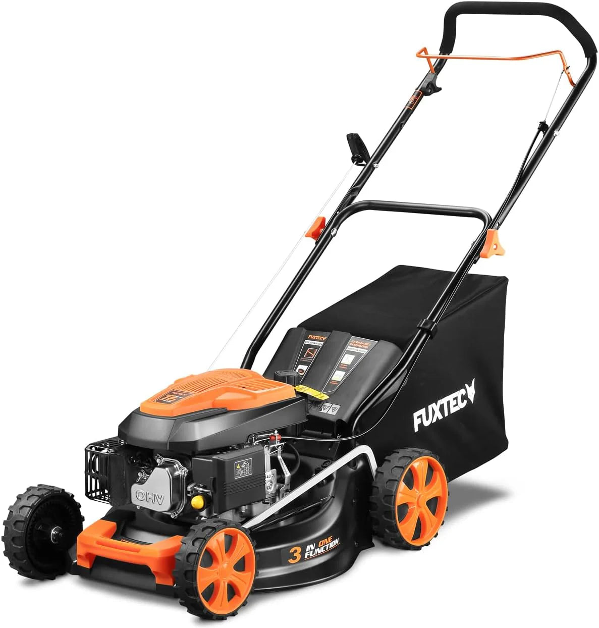 Cortacésped de Gasolina FUXTEC FX-RM4646ECO 46cm de Anchura de Corte - Potente Motor de Gasolina de 146cc Easy Clean 3en1 2,6KW Mulching recogedor de Hierba 50L