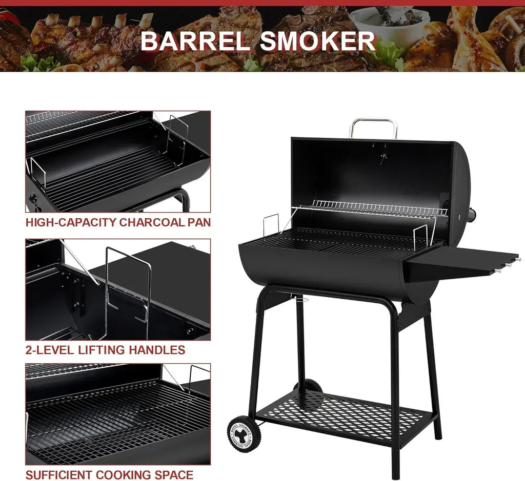 2026 Parrilla de carbón Royal Gourmet CC1830 de 30 pulgadas con mesa lateral, barbacoa exterior con 627 pulgadas cuadradas de espacio de cocción para jardín, terraza y fiestas, color negro
