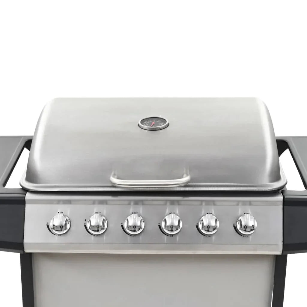 Gas-Grillwagen mit 6 Brennern Silber Edelstahl Vidaxl
