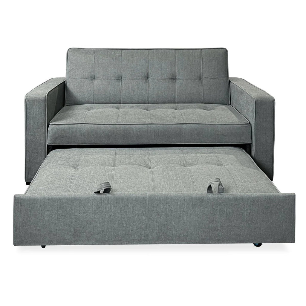 Zweisitzer Schlafsofa, Modell Vienna, mit Armlehnen, Grau, Modernes Design, Praktisch und Funktional