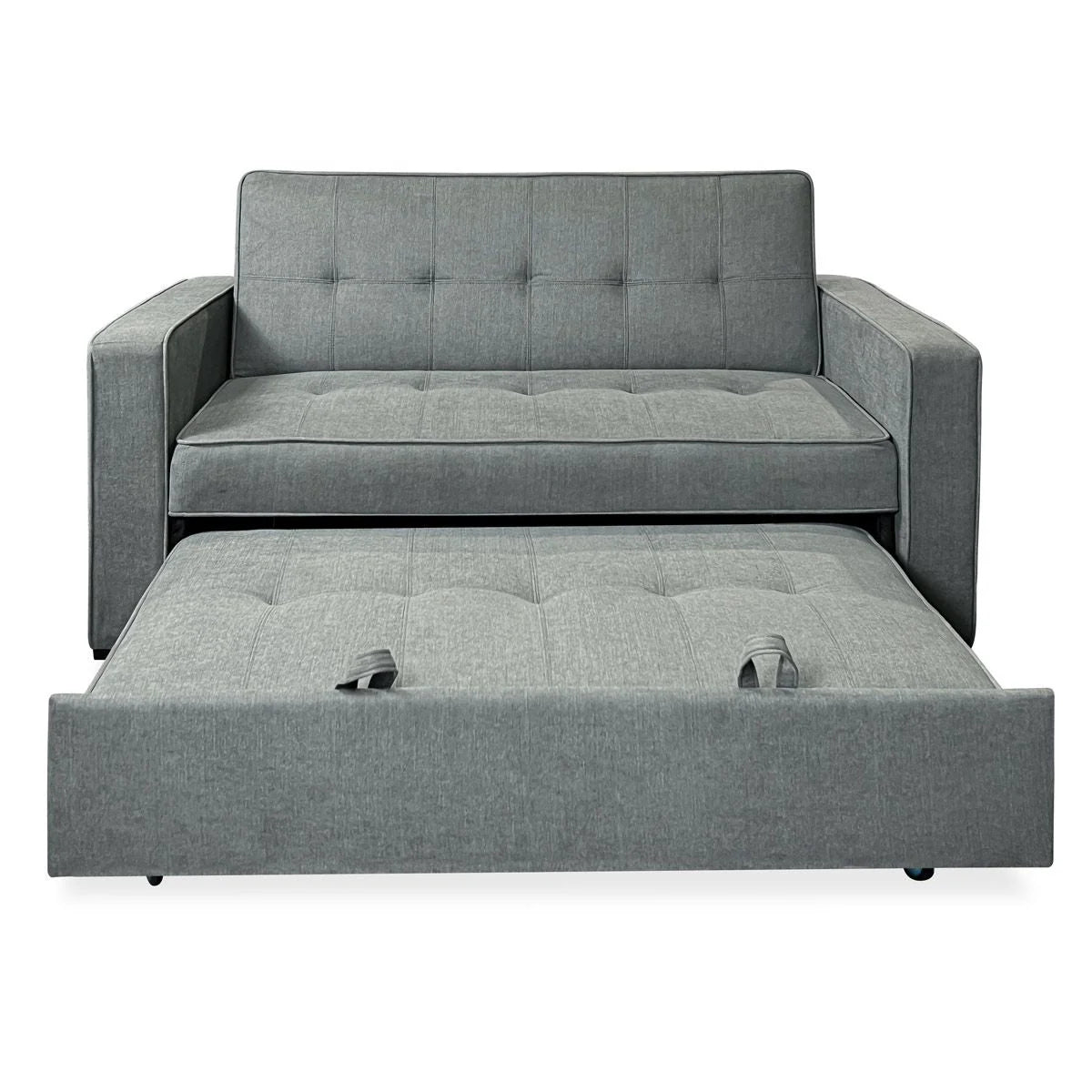 Zweisitzer Schlafsofa, Modell Vienna, mit Armlehnen, Grau, Modernes Design, Praktisch und Funktional