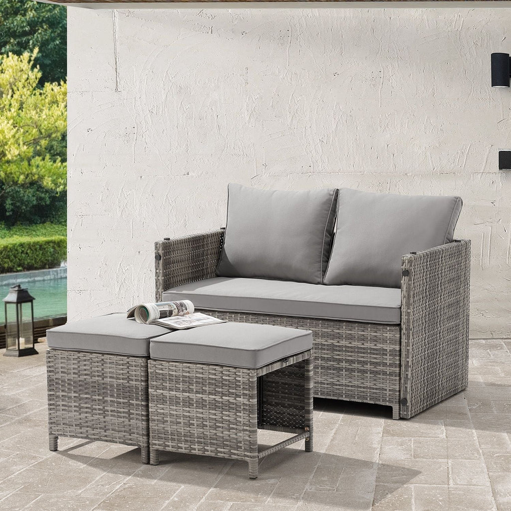 2025 Salón de jardín 2 en 1 de ratán sintético Jamaika – Modular, compacto y elegante