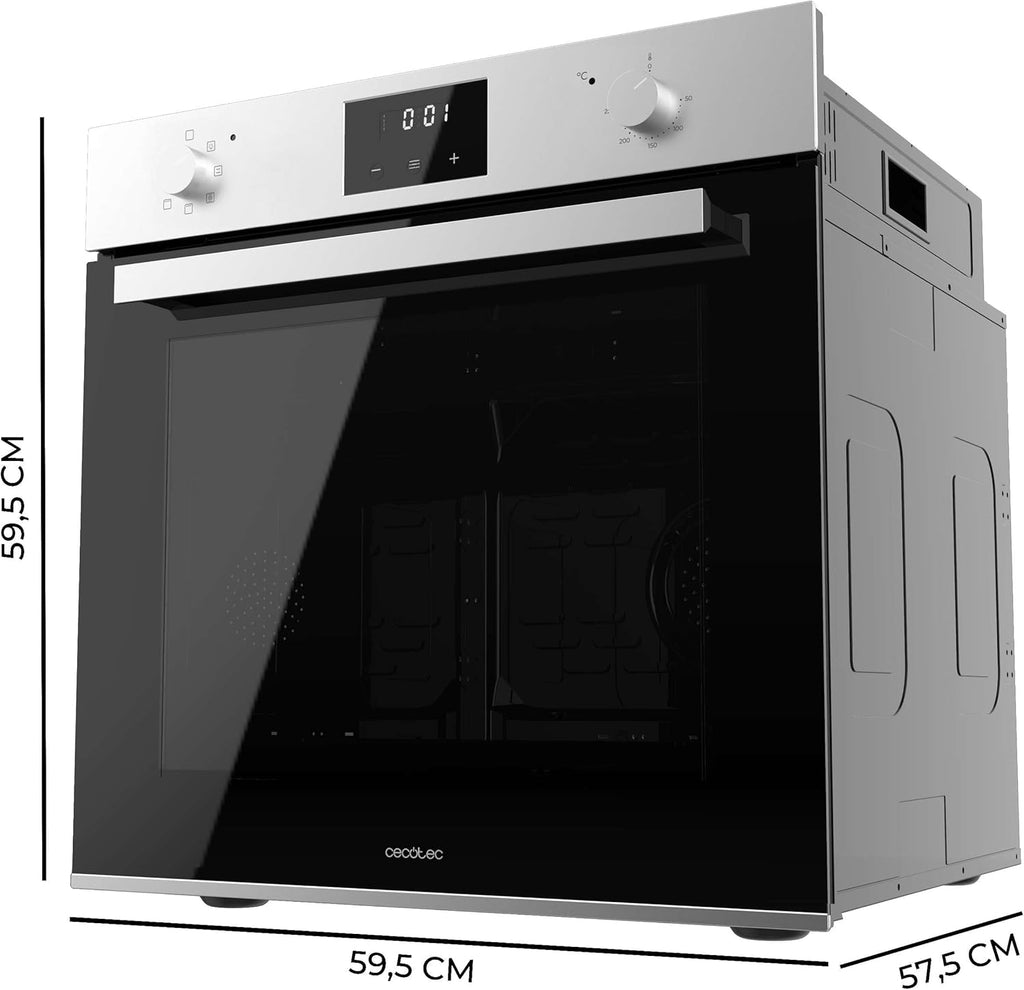 Cecotec Einbaubackofen Multifunktion 70L Bolero Hexa M226001 Line A. 2800W, 7 Funktionen, Display, Steam Base XXL, Steam Assist, Steam EasyClean, Kühlgebläse, Eco-Modus, Konvektionsmodus, Grillmodus
