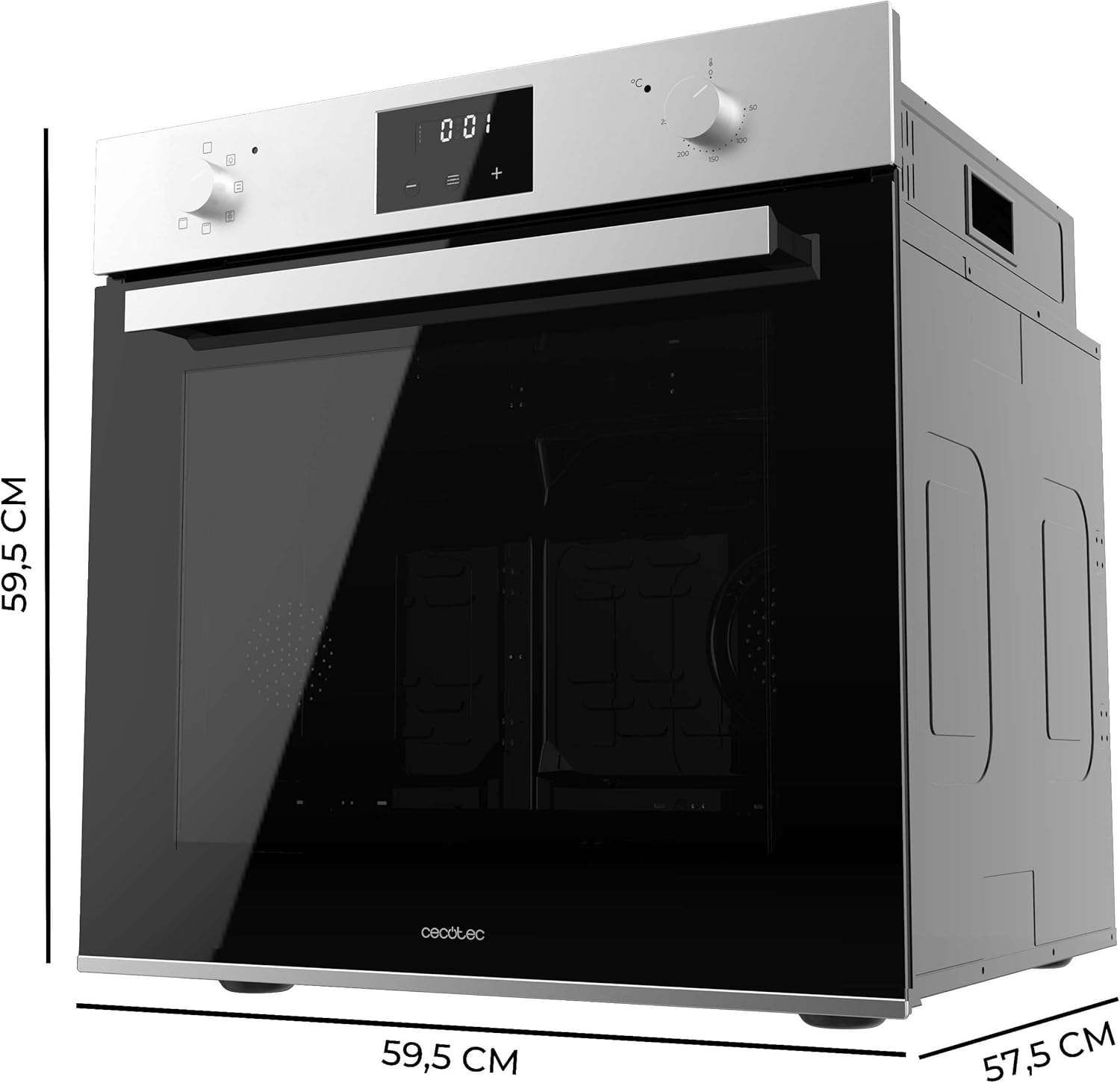 Cecotec Einbaubackofen Multifunktion 70L Bolero Hexa M226001 Line A. 2800W, 7 Funktionen, Display, Steam Base XXL, Steam Assist, Steam EasyClean, Kühlgebläse, Eco-Modus, Konvektionsmodus, Grillmodus
