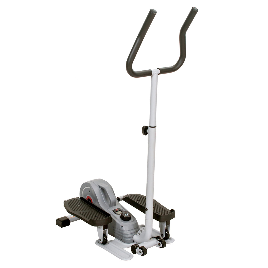 Sunny Health & Fitness Elíptica magnética compacta con manillar – stepper portátil para entrenamiento en casa, modelo SF-E3988.