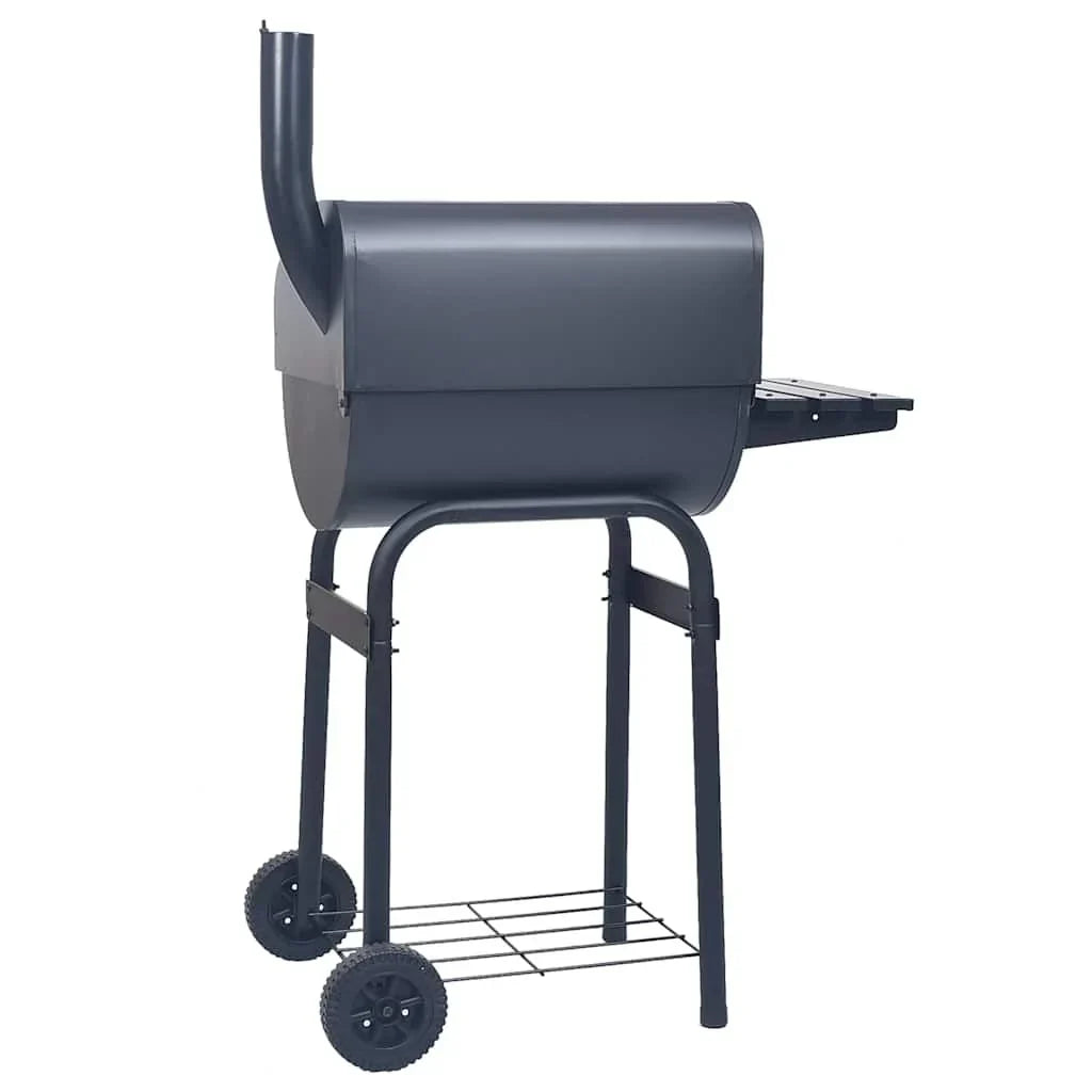 Barbacoa De Carbón Con Ahumador Y Estante Inferior Negro Vidaxl