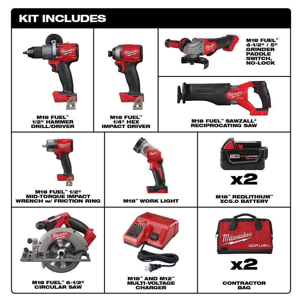 2025 Kit combinado M18 FUEL 18V con 7 herramientas y batería de 5,0 Ah de ion de litio sin escobillas