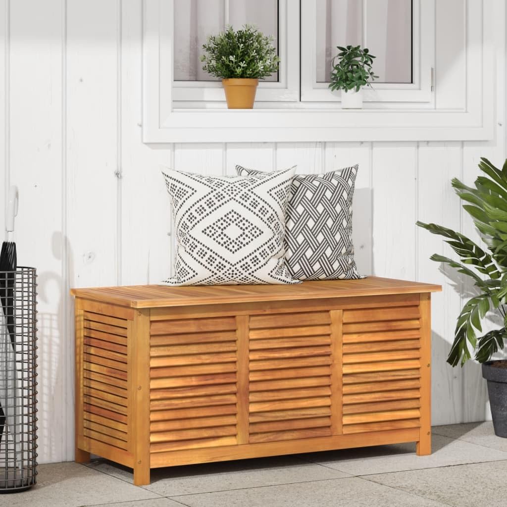 Aufbewahrungstruhe aus Akazienholz, Aufbewahrungsbox, Aufbewahrungsbank, Garten-Aufbewahrungsbox, für Innen und Außen, 113 x 50 x 56 cm
