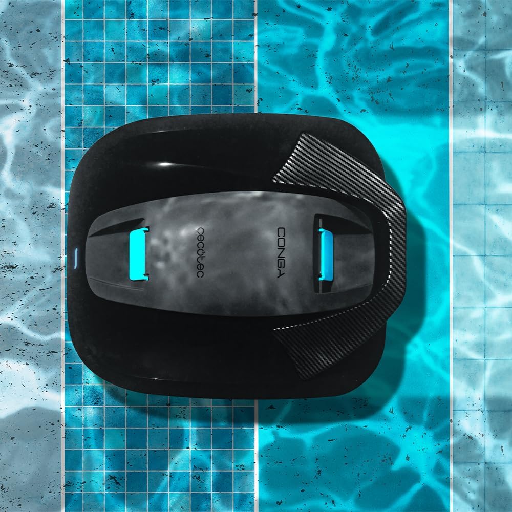 Cecotec Poolreinigungsroboter kabellos Conga Pooldroid 2000 FloorMaster. 100 Min. Akkulaufzeit, Pool ohne Neigung, bis zu 80m², max. Tiefe 2,5m, 2,5L Fassungsvermögen, Hocheffizienzfilter