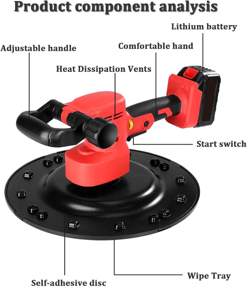 Beton Glättmaschine mit einstellbarer Geschwindigkeit - Elektrischer Mischer für Gips, Mörtel, Zement und Spachtelmasse, Wandpolierer - Lithium-Batterie - 80-200 U/min