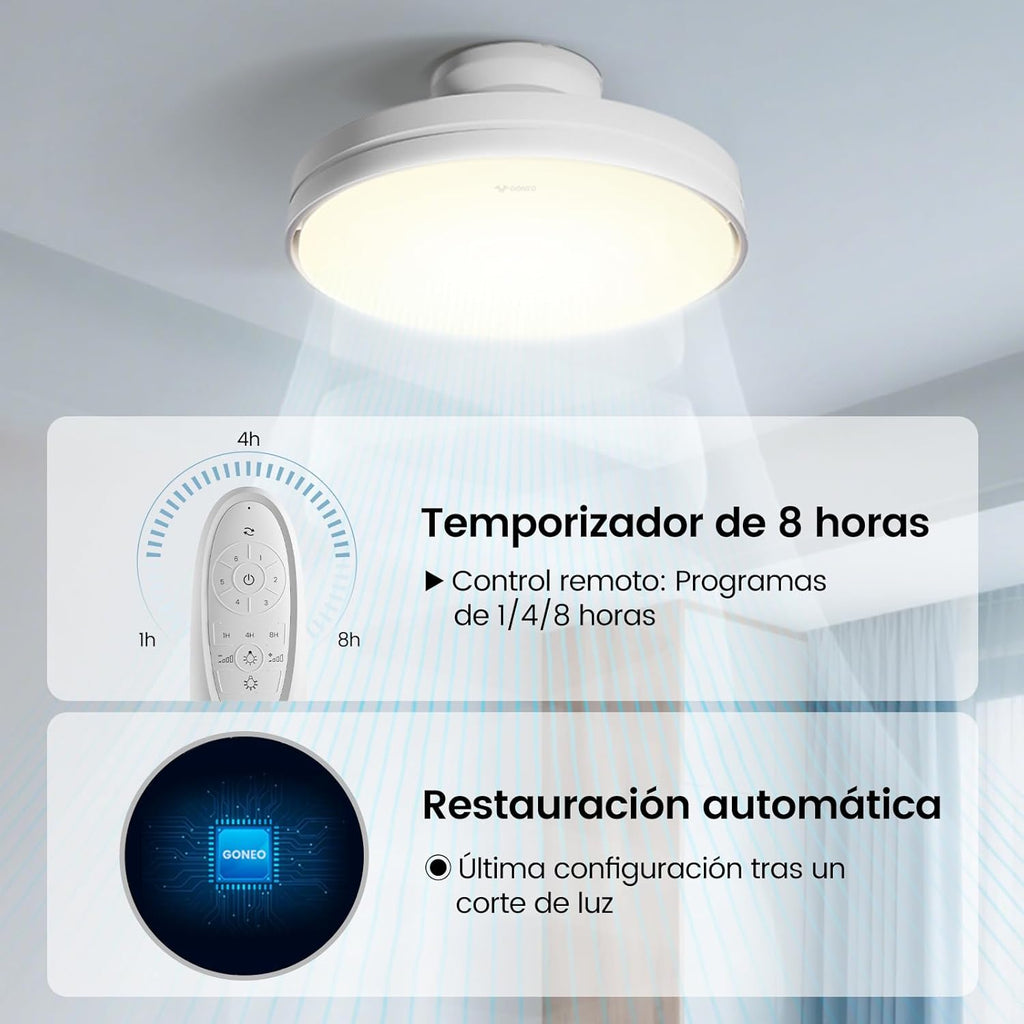 Leiser Deckenventilator ohne Flügel mit dimmbarer Beleuchtung, 60W, 30W DC-Motor, 30W CCT-Licht 3000-5700K LED Deckenleuchte mit Fernbedienung, 6 Geschwindigkeiten, Timer, Speicher, geeignet für Wohnzimmer, Schlafzimmer