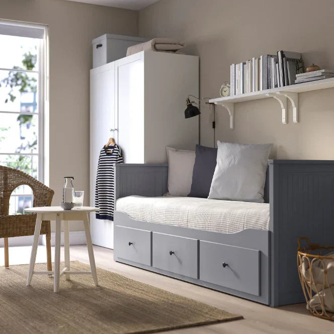 HEMNES Cama día con 3 cajones Gris, 80x200 cm
