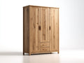 Armarios de tres puertas de madera con cajones 160x60x200 cm roble - diseño natural - para dormitorio