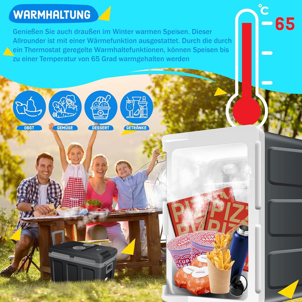 KESSER® Nevera eléctrica portátil 40L con Ruedas | Calienta y enfría | Termoeléctrica | Mini Nevera | 12V y 230V | para Coche, Camping y Enchufe | Modo Eco | Incluye acumuladores de frío