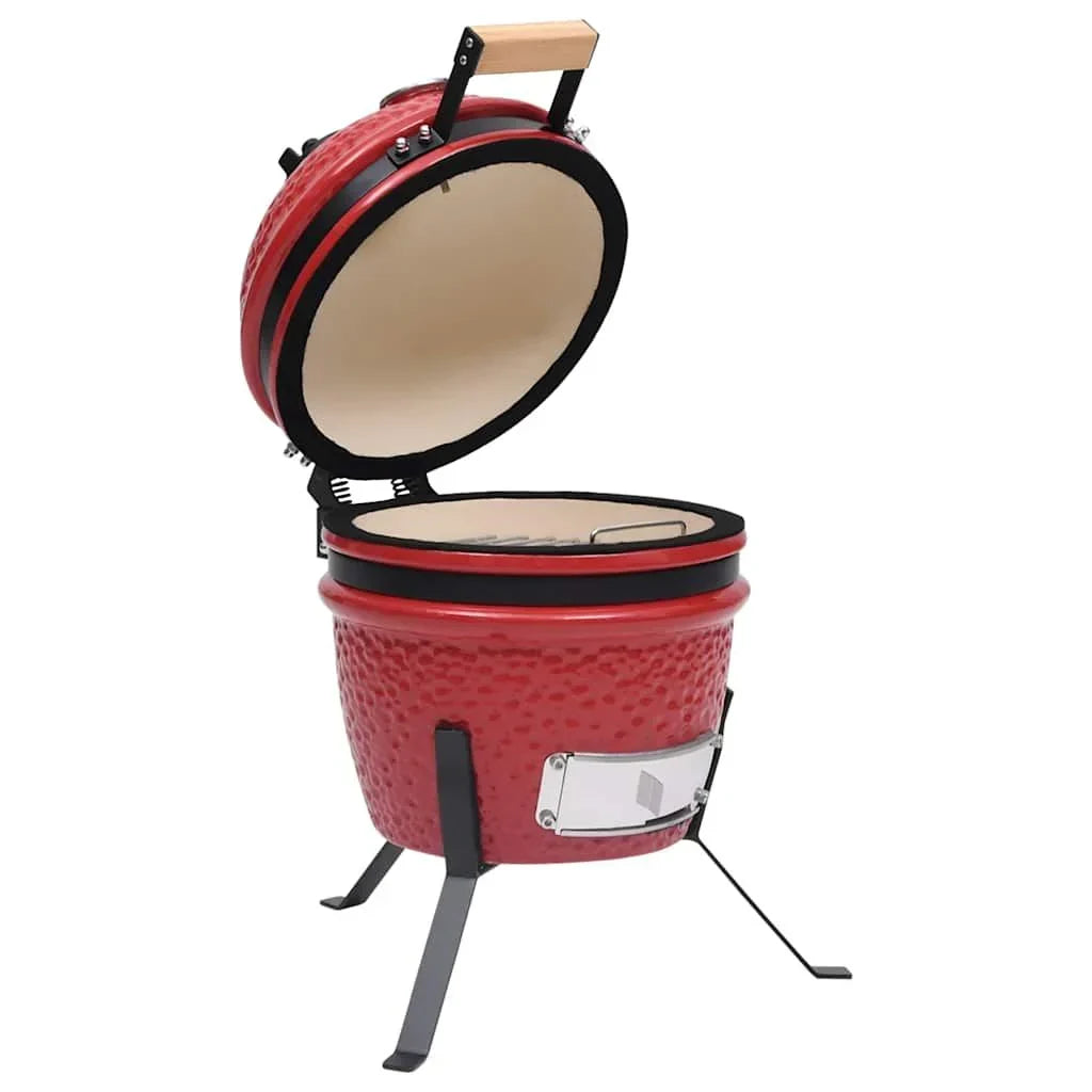 2-in-1 Kamado-Keramikgrill-Räucherofen Rot 56 cm Vidaxl