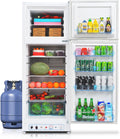SMETA Nevera Gas con Congelador, 265L (203L+62L), 220V, Refrigerador Congelador Combinado, Refrigerador Camping Gas para Autocaravana, Garaje, Caravana, Home, Blanco