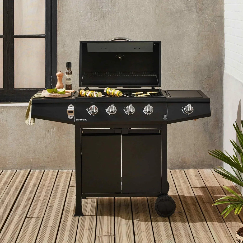 Gasgrill -treville 4 Schwarz- 4 Brenner + 1 Seitenkocher