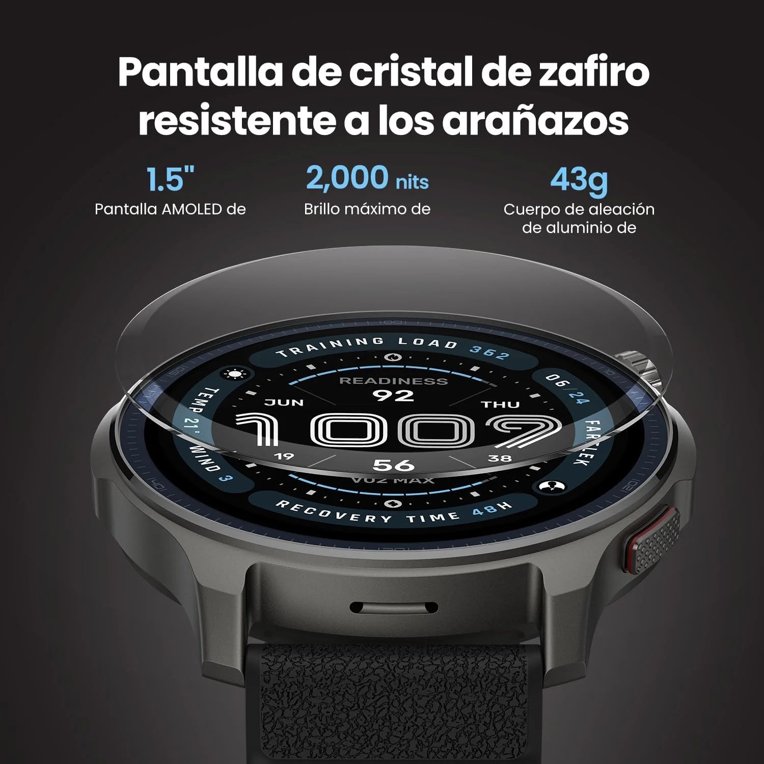 Amazfit Balance 2 Reloj Inteligente Hombre 47mm, Pantalla AMOLED 1,5" Cristal de Zafiro, smartwatch con NFC, GPS, batería de 21 días, 170+ Modos Deportivos, Hyrox, Golf, para Android y iPhone