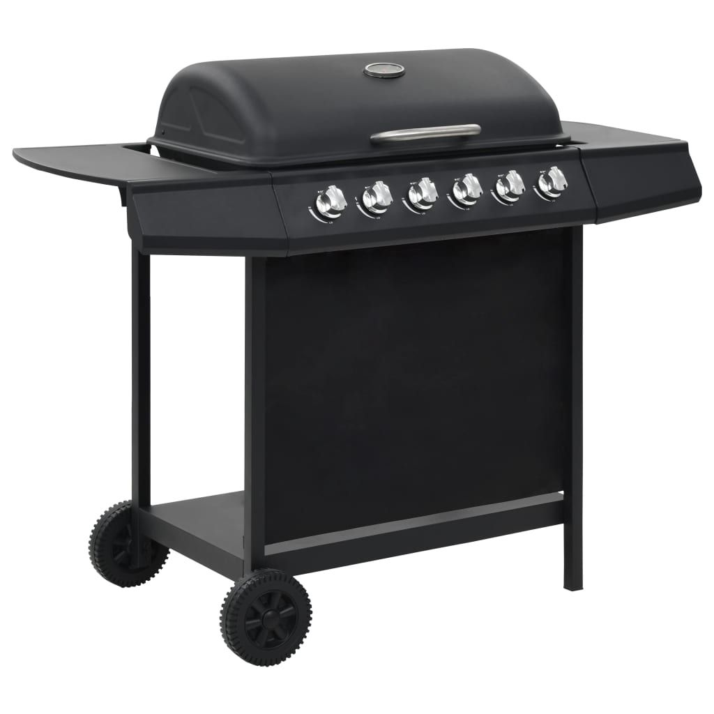 Barbacoa Portátil De Gas Con 6 Zonas De Cocción Negra De Acero Vidaxl