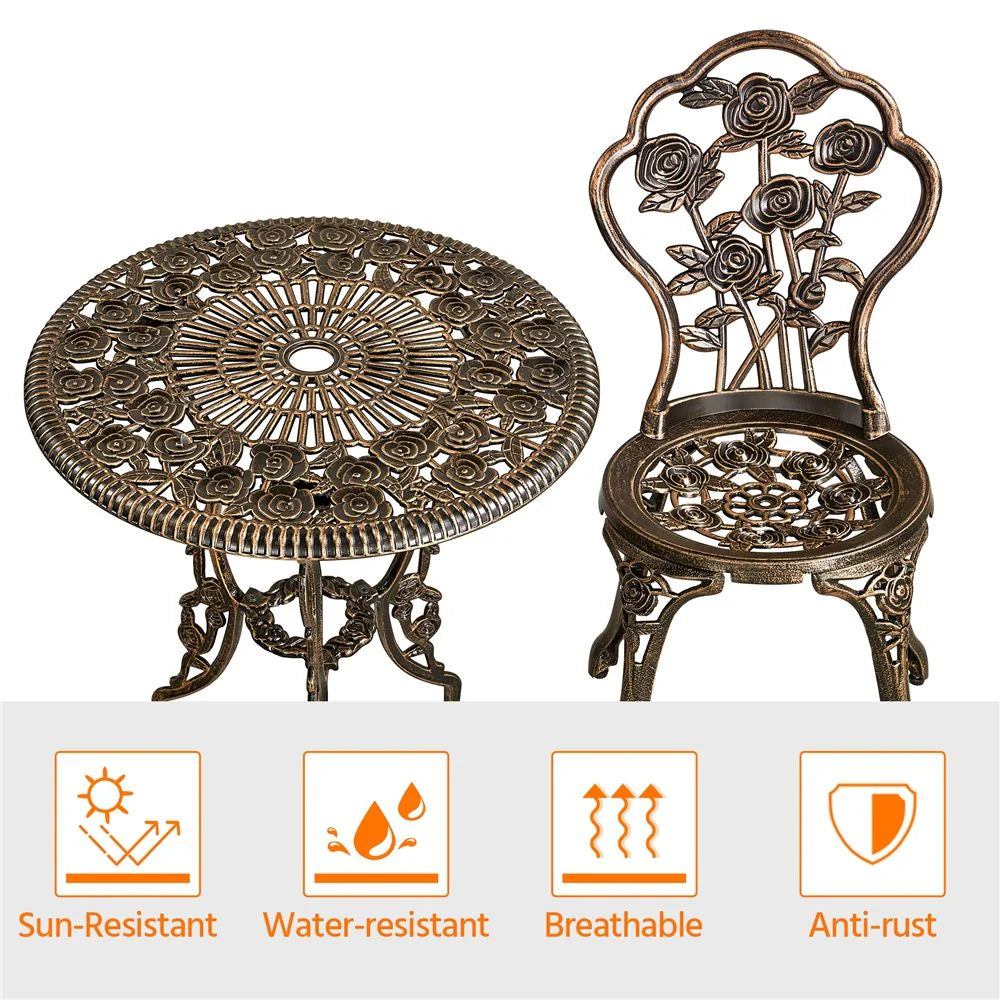 Conjunto De Mesa Y Sillas Exterior Vintage Para Balcón Bronce