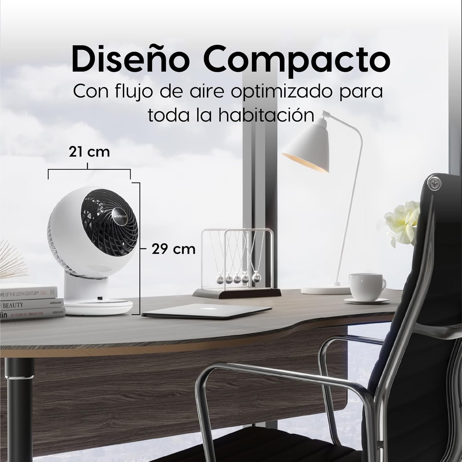 Iris Ohyama Woozoo, 30m², Ventilador de mesa, Blanco, 5 velocidades, Mando a distancia, Oscilación multidireccional, Silencioso, Potente, Escritorio, Portátil, Sobremesa, Fan, Ventoinha, PCF-SC15T