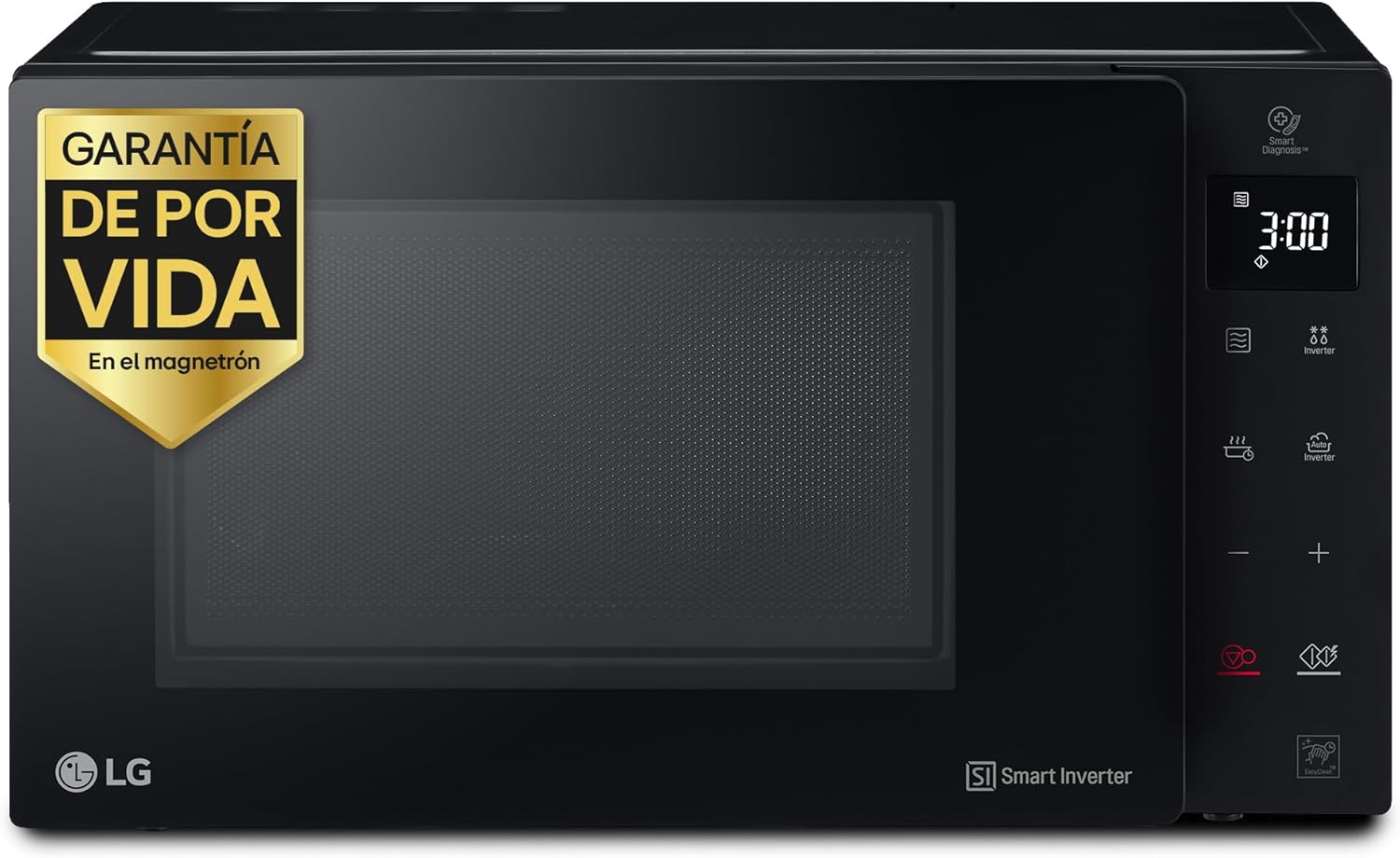 LG MH6535GIB - Microondas con grill, 1000 W, Smart Inverter, Display digital, Color Negro Transparente, 1000 W, 25 l
