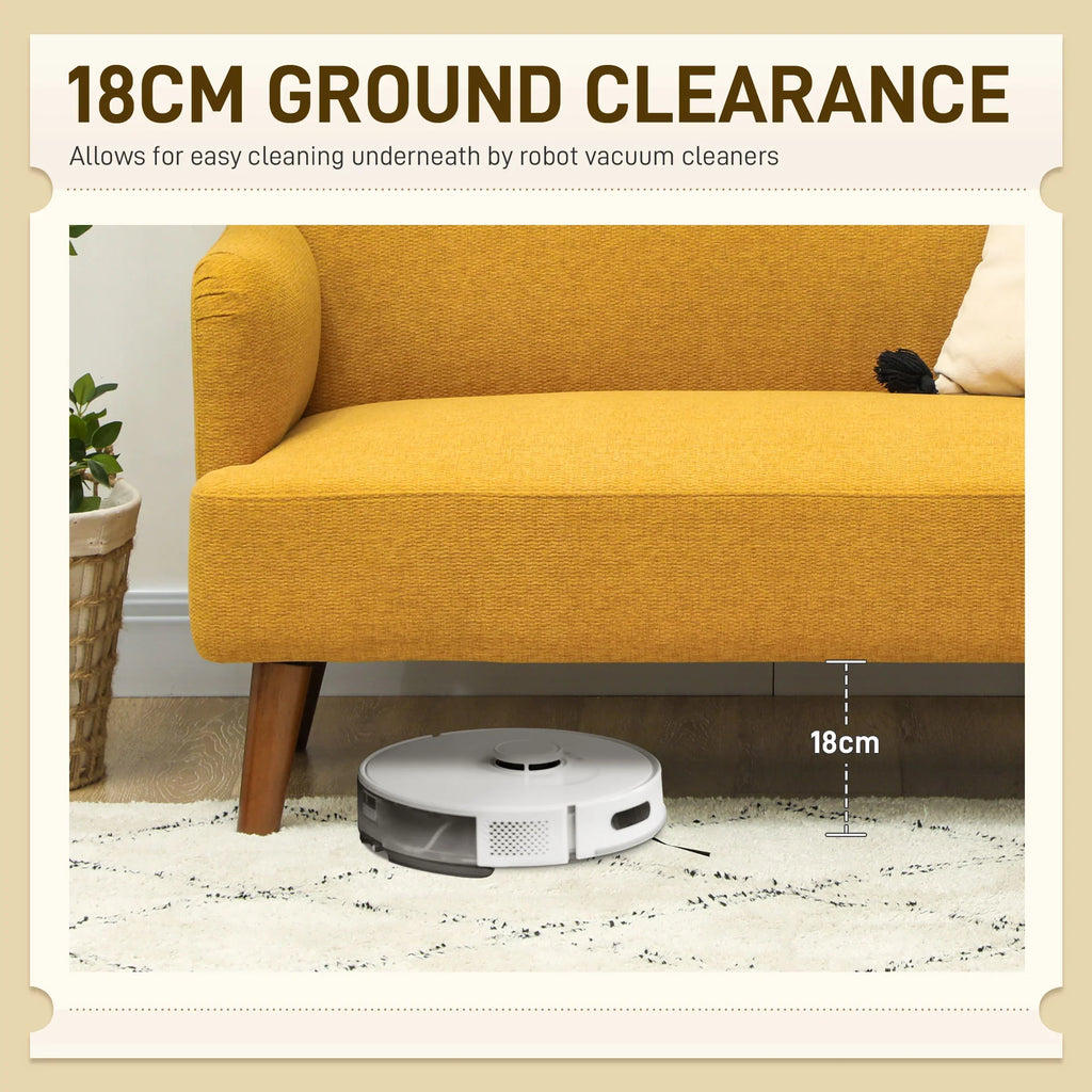 2-Sitzer-Sofa aus Samt, 21 cm dicke Polsterung und Holzbeine, gelb