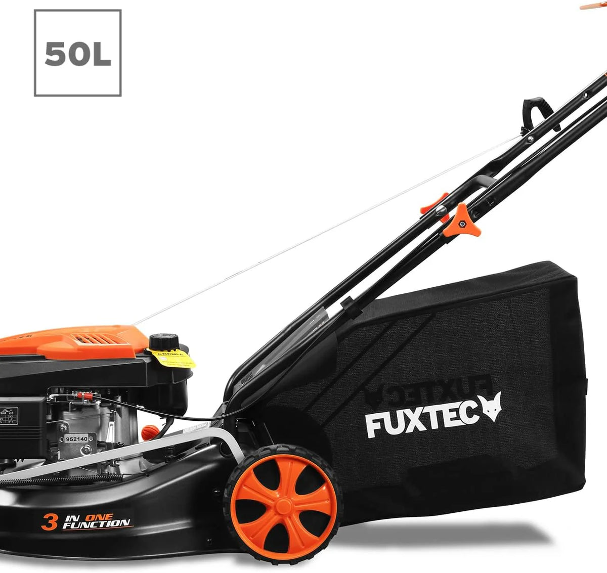 Cortacésped de Gasolina FUXTEC FX-RM4646ECO 46cm de Anchura de Corte - Potente Motor de Gasolina de 146cc Easy Clean 3en1 2,6KW Mulching recogedor de Hierba 50L