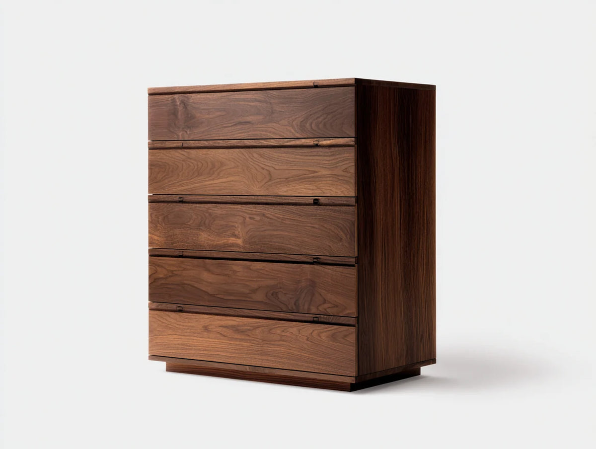 Cómodas de madera con 5 cajones 100 x 45 x 110 cm color marrón - cómoda de almacenamiento para dormitorio y salón - diseño moderno de madera
