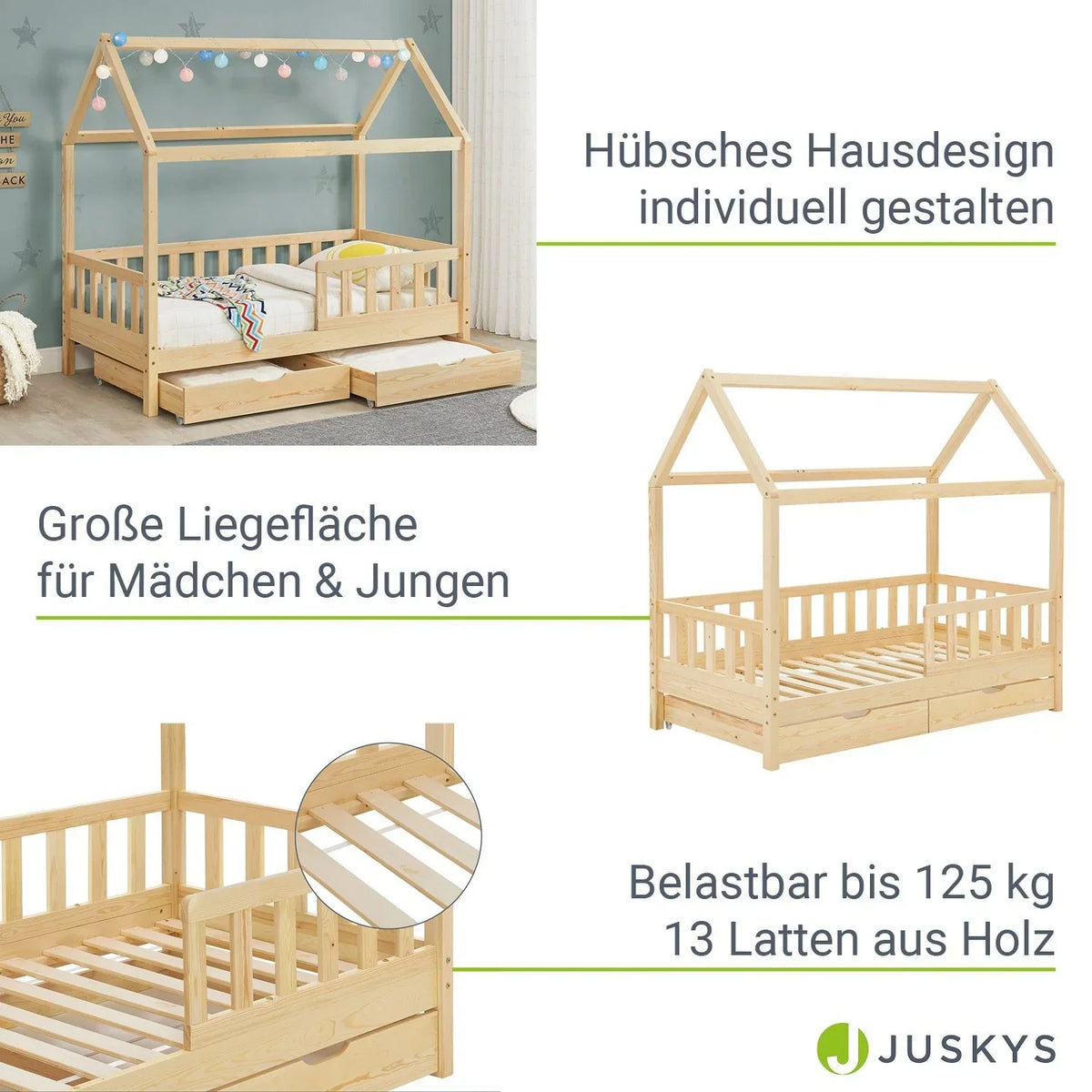2026 Marli Kinderbett 90 x 200 cm mit Schubladen