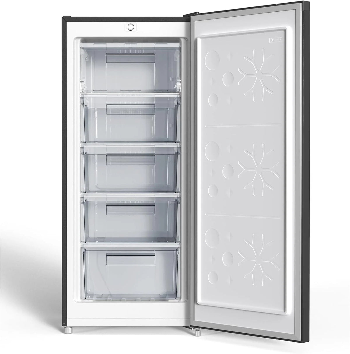 Congelador vertical independiente CHiQ, 145L de capacidad, congelación rápida, termostato ajustable, silencioso, puerta reversible, negro, clasificación energética E