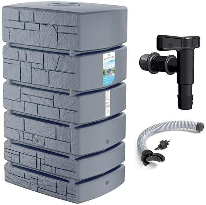 2025 Regenwasserspeicher Tower Stone – Zisterne 350–500 L mit dekorativem Stein-Design
