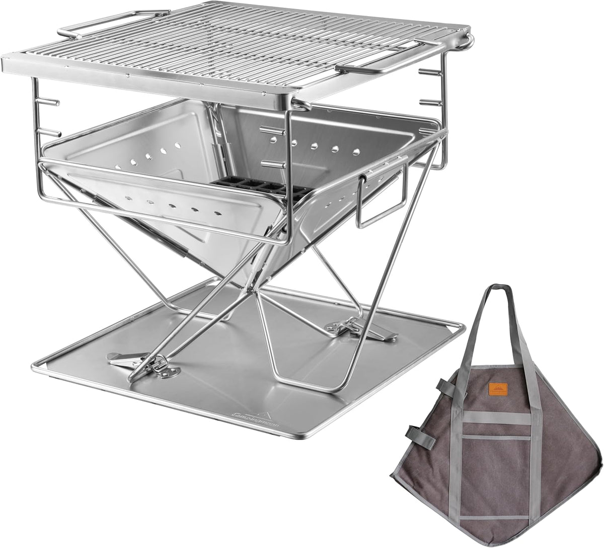 Campingmoon MT-045 faltbarer Edelstahl-Lagerfeuer-Grill - groß