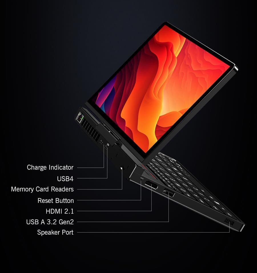 GPD Pocket 4 (8840U) Ultra Mobile PC aus Aluminium mit Windows 11, 8,8 Zoll Ultra HD 180° drehbarem Display, Ryzen 7 8840U, 16 GB LPDDR5x RAM, 1 TB NVMe SSD, Wi-Fi 6E, 2.5G Ethernet, Bluetooth 5.3
