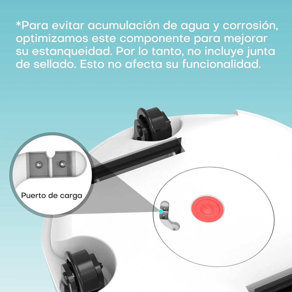 WINNY POOL CLEANER Winny 200 Limpiafondos Piscina, Inalámbrico Robot Limpiafondos Piscina, 75Min Autonomía, Piscinas Desmontables 60m², Doble Filtración, Estacionamiento Auto(Transparente Azul-Blanco)