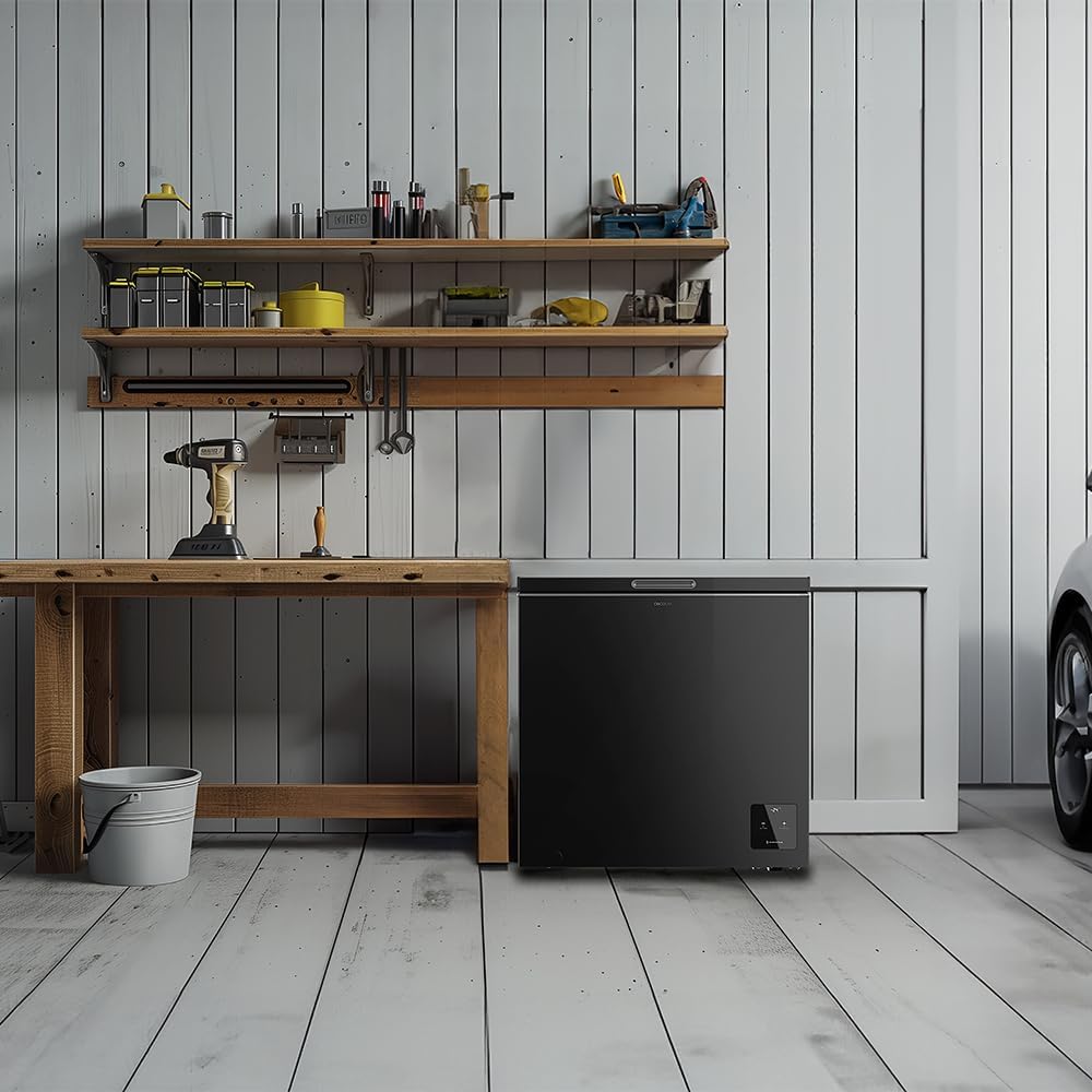 Cecotec Horizontale Gefriertruhe 199 L Bolero Coolmarket Chest 199 Black E. Schwarzes Finish, 83,5 cm hoch, Inverter Plus Kompressor und Fast Freezing Modus