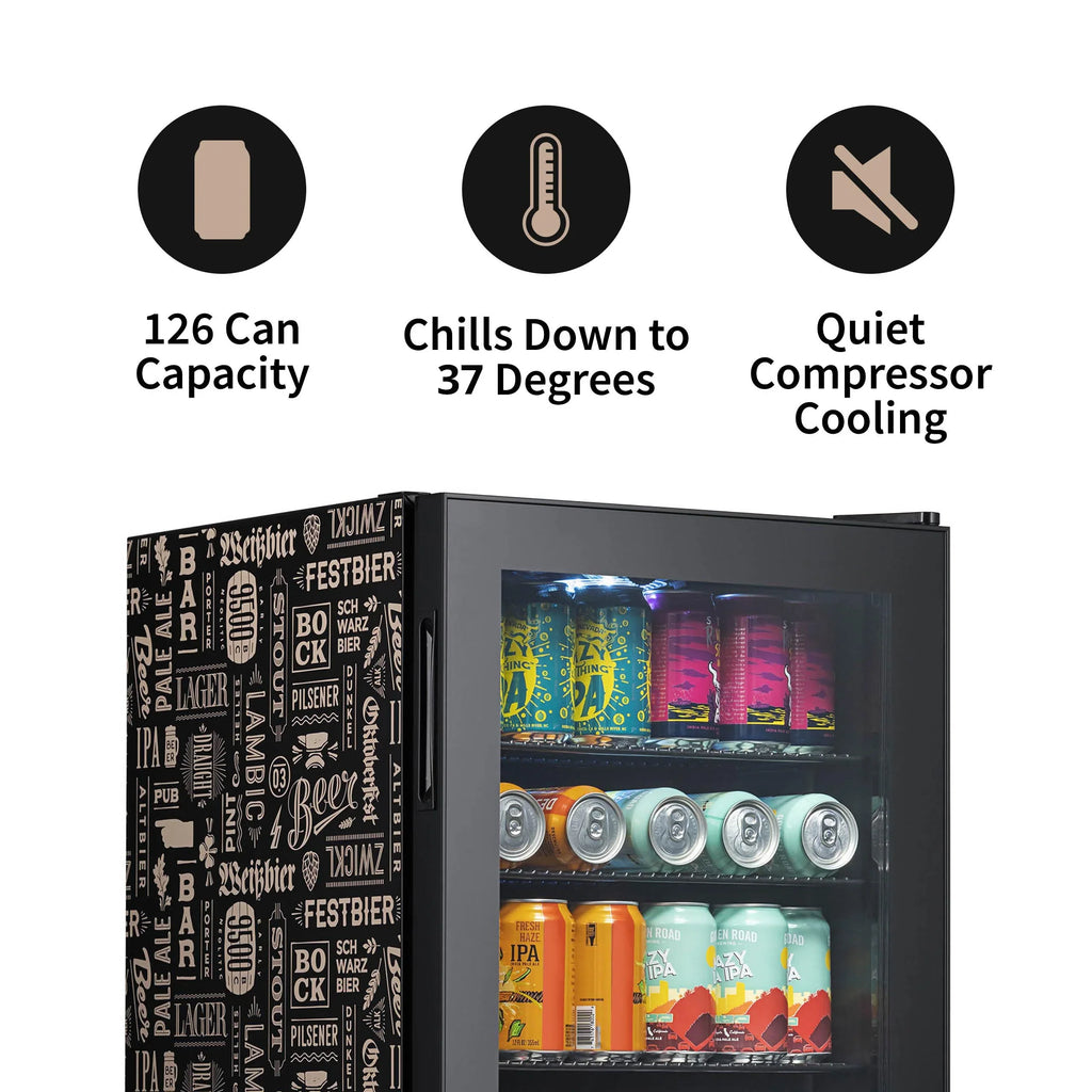 2025 Newair® Refrigerador de Bebidas Independiente "Cervezas del Mundo" – 126 Latas – 18,5"