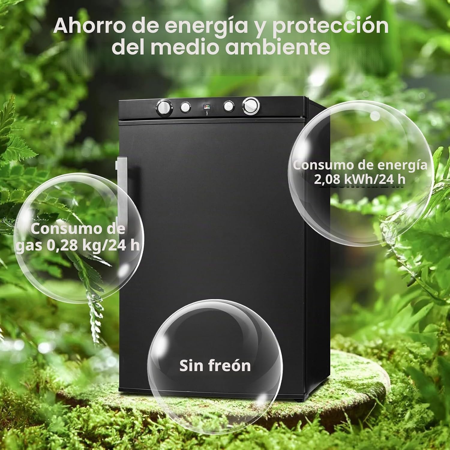 SMETA Nevera de Gas Butano, 100L con Congelador, Trivalente 12v 220v Gas, Frigorifico 12v, sin Ruido, Nevera para Furgoneta Camper Caravana Autocaravana Campo Dormitorio Oficina, Blanco
