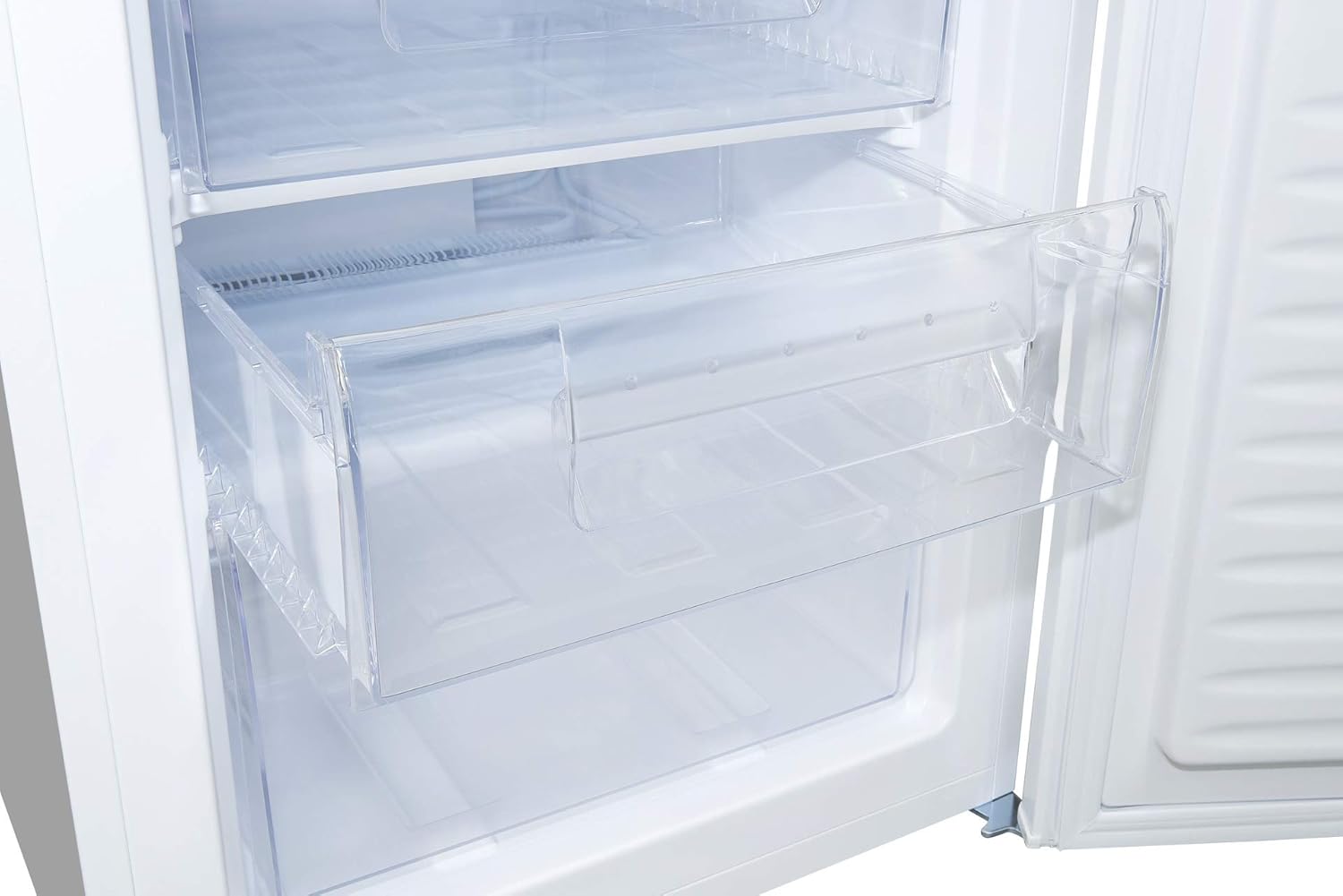 Exquisit® Gefrierschrank 91L, Weiß, Energieeffizienzklasse E, 4-Sterne-Gefrierfach, 4 transparente Schubladen, wechselbarer Türanschlag, Temperaturregelung, Maße (85,5 x 55,0 x 58,0 cm)