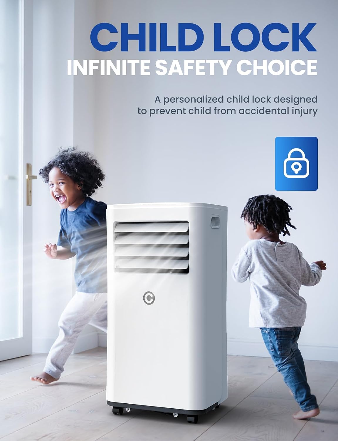 9000 BTU Aire Acondicionado Portátil, 4 en 1: Refrigeración, Ventilador, Deshumidificador y Modo Sueño, Silencioso, con Mando, Temporizador 24h y Kit de Ventana, para Dormitorio, Oficina, Garaje, 33㎡