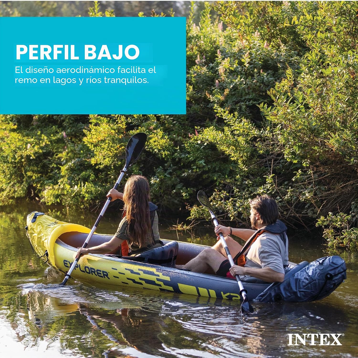 Intex Explorer K2 Kayak, 2-Person Inflatable Kayak Set with Aluminum Oars and High Output Air Pump