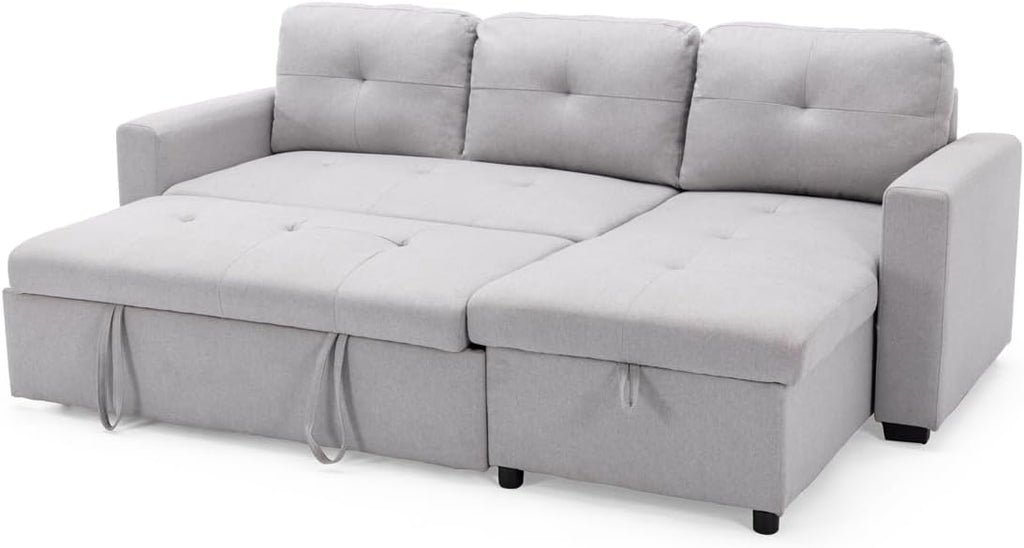 More4Homes NEWPORT FABRIC CORNER LARGE 3 SEATER SOFA BED WITH STORAGE LEFT OR RIGHT SIDE