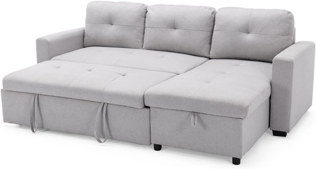 More4Homes NEWPORT FABRIC CORNER LARGE 3 SEATER SOFA BED WITH STORAGE LEFT OR RIGHT SIDE